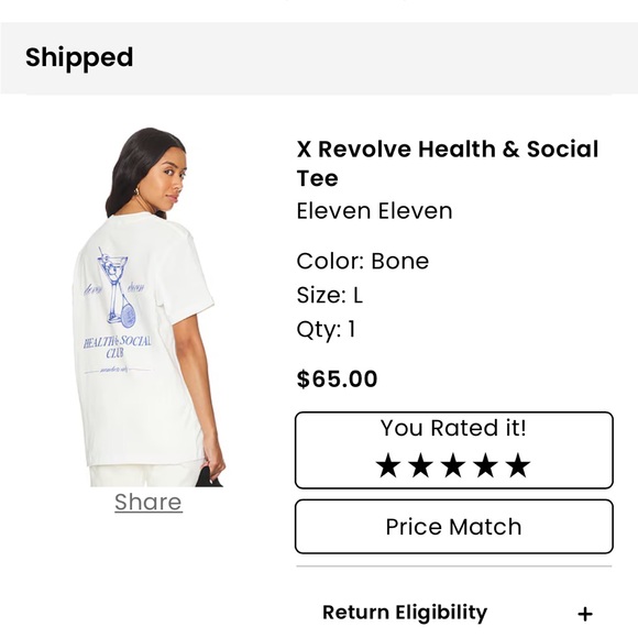 REVOLVE Cream Tee with Blue Graphic - Picture 2 of 7